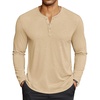 image:imageCOOFANDY Mens Henley Shirts Long Sleeve Lightweight Casual Basic TShirtLight Khaki