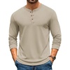 image:imageCOOFANDY Mens Henley TShirts Long Sleeve Casual Pullover Shirt Basic TopsKhaki