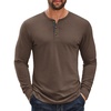 image:imageCOOFANDY Mens Long Sleeve Henley Shirts Cotton TShirts Casual Pullover Shirt Soft Stretch Basic Tees Fall TopsCaramel Brown