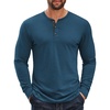 image:imageCOOFANDY Mens Long Sleeve Henley Shirts Cotton TShirts Casual Pullover Shirt Soft Stretch Basic Tees Fall TopsDark Blue