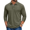 image:imageCOOFANDY Mens Long Sleeve Polo Shirt Casual Polo Tshirt Collared Golf ShirtArmy Green