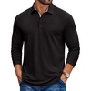 image:imageCOOFANDY Mens Long Sleeve Polo Shirt Casual Polo Tshirt Collared Golf ShirtBlack