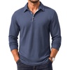 image:imageCOOFANDY Mens Long Sleeve Polo Shirt Collared Performance Golf ShirtsNavy Blue