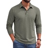 image:imageCOOFANDY Mens Long Sleeve Polo Shirts Casual Basic Lightweight Button TeeArmy Green