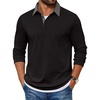 image:imageCOOFANDY Mens Long Sleeve Polo Shirts Casual Button Collared Shirts Raglan Golf T ShirtBlack