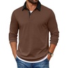 image:imageCOOFANDY Mens Long Sleeve Polo Shirts Casual Button Collared Shirts Raglan Golf T ShirtBrown