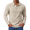 image:imageCOOFANDY Mens Long Sleeve Polo Shirts Casual Corduroy Polo TeeCream