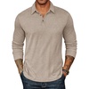 image:imageCOOFANDY Mens Long Sleeve Polo Shirts Classic Casual Button Polo TeeLight Khaki