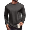 image:imageCOOFANDY Mens Long Sleeve T Shirt Heavyweight Crew Neck TShirt Premium Cotton Tee01dark Heather