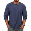 image:imageCOOFANDY Mens Long Sleeve Tee Shirts Cotton Vintage Washed T Shirts Relaxed Fit Basic TeesNavy Blue