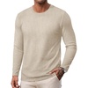 image:imageCOOFANDY Mens Long Sleeve Tee Shirts Knit Crew Neck Shirts Casual PulloverAlight Khaki