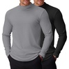 image:imageCOOFANDY Mens Mock Turtleneck Long Sleeve Shirts Basic Thermal Turtle Neck Undershirt Lightweight Pullover Sweaters TopTwo Pack  BlackLight Grey