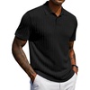 image:imageCOOFANDY Mens Polo Shirt Casual Short Sleeve Textured Knit Polo Golf ShirtsBlack
