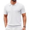 image:imageCOOFANDY Mens Polo Shirts Textured Knit Short Sleeve Stretch Casual ShirtsWhite