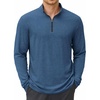 image:imageCOOFANDY Mens Quarter Zip Pullover Lightweight Casual Long Sleeve Polo ShirtsNavy Blue