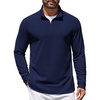 image:imageCOOFANDY Mens Quarter Zip Pullover Lightweight Waffle Mock Neck SweatshirtsNavy Blue