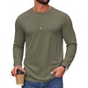 image:imageCOOFANDY Mens T Shirts Long Sleeve Cotton Blend TShirts Crew Neck Soft Casual Basic Tee ShirtsArmy Green