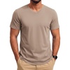 image:imageCOOFANDY Mens T Shirts Short Sleeve V Neck TShirt Casual Soft Basic TeeKhaki