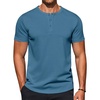 image:imageCOOFANDY Mens TShirts Henley Short Sleeve Cotton Shirts Button Tee TopsCaptains Blue