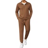 image:imageCOOFANDY Mens Tracksuit 2 Piece Quarter Zip Polo Athletic Sweatsuits Casual Running Jogging Sport Suit SetsLight Brown