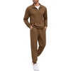 image:imageCOOFANDY Mens Tracksuit 2 Piece Quarter Zip Sweatsuit Sets Casual Athletic Running Jogging SuitsBrown
