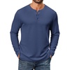 image:imageCOOFANDY Mens Waffle Henley Shirts Long Sleeve Pullover Shirt Casual Knit TShirt Lightweight Basic TeesNavy