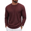 image:imageCOOFANDY Mens Waffle Long Sleeve Shirt Crew Neck Cotton Blend Basic T ShirtWine Red
