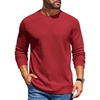 image:imageCOOFANDY Mens Waffle Long Sleeve Shirt Crewneck T Shirt Casual Pullover TeeRed