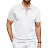 image:imageCOOFANDY Mens Zipper Polo Shirt Casual Knit Short Sleeve Polo Golf T ShirtSolid 01 White