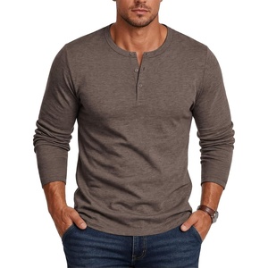 image:imageCOOFANDY Henley Shirts for Men Long Sleeve T Shirts Textured Casual Stretch Fashion Pullover Lightweight Fall TopsBrown
