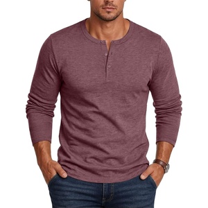 image:imageCOOFANDY Henley Shirts for Men Long Sleeve T Shirts Textured Casual Stretch Fashion Pullover Lightweight Fall TopsDark Red