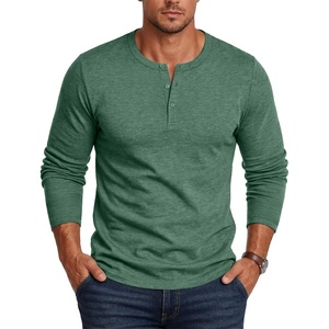 image:imageCOOFANDY Henley Shirts for Men Long Sleeve T Shirts Textured Casual Stretch Fashion Pullover Lightweight Fall TopsGreen