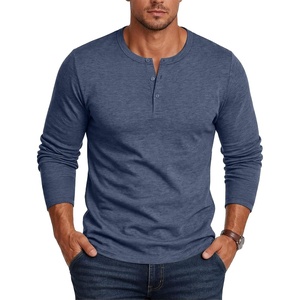 image:imageCOOFANDY Henley Shirts for Men Long Sleeve T Shirts Textured Casual Stretch Fashion Pullover Lightweight Fall TopsNavy Blue