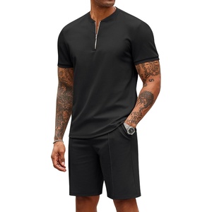 image:imageCOOFANDY Mens 2 Piece Set Short Sleeve Polo Shirt and Shorts Summer Suits01black