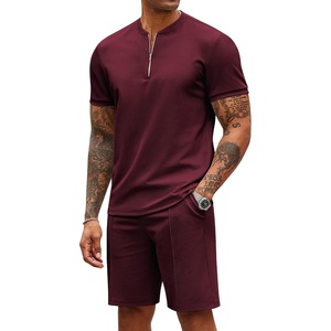image:imageCOOFANDY Mens 2 Piece Set Short Sleeve Polo Shirt and Shorts Summer SuitsDate Red