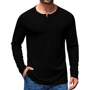 image:imageCOOFANDY Mens Henley Long Sleeve Shirt Lightweight Ribbed Pullover TShirtsBlack
