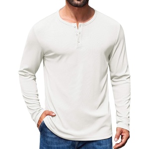 image:imageCOOFANDY Mens Henley Long Sleeve Shirt Lightweight Ribbed Pullover TShirtsWhite