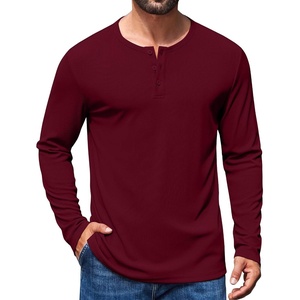 image:imageCOOFANDY Mens Henley Long Sleeve Shirt Lightweight Ribbed Pullover TShirtsWine Red
