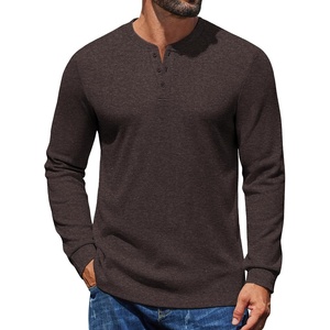 image:imageCOOFANDY Mens Henley Shirts Long Sleeve Button T Shirts Casual Pullover TeeBrown