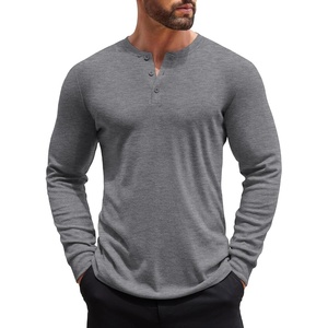 image:imageCOOFANDY Mens Henley Shirts Long Sleeve Button TShirt Lightweight Fashion Casual Pullover ShirtHeather Dark Grey