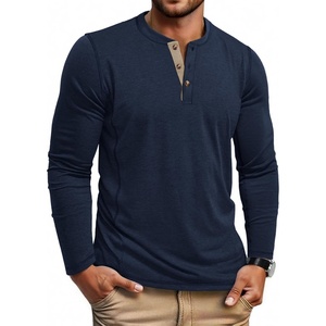 image:imageCOOFANDY Mens Henley Shirts Long Sleeve Casual TShirts Lightweight TeeNavy Blue