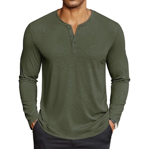 image:imageCOOFANDY Mens Henley Shirts Long Sleeve Lightweight Casual Basic TShirtArmy Green
