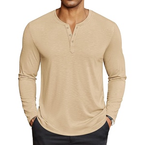 image:imageCOOFANDY Mens Henley Shirts Long Sleeve Lightweight Casual Basic TShirtLight Khaki