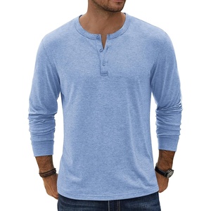 image:imageCOOFANDY Mens Henley TShirt Long Sleeve Casual Lightweight Pullover Shirts Soft Stretch Basic Tees Fall TopsLight Blue
