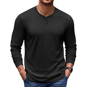 image:imageCOOFANDY Mens Henley TShirts Long Sleeve Casual Cotton Pullover ShirtBlack