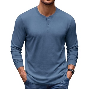 image:imageCOOFANDY Mens Henley TShirts Long Sleeve Casual Cotton Pullover ShirtBlue