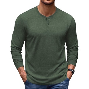 image:imageCOOFANDY Mens Henley TShirts Long Sleeve Casual Cotton Pullover ShirtGreen