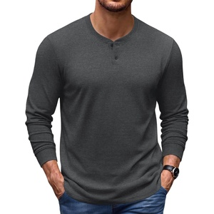 image:imageCOOFANDY Mens Henley TShirts Long Sleeve Casual Cotton Pullover ShirtHeater Grey