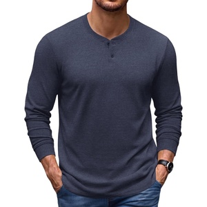 image:imageCOOFANDY Mens Henley TShirts Long Sleeve Casual Cotton Pullover ShirtNavy Blue