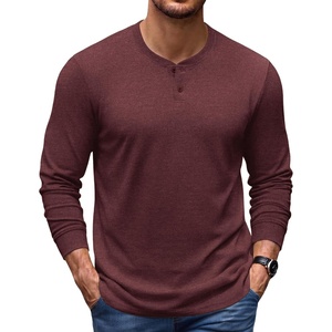 image:imageCOOFANDY Mens Henley TShirts Long Sleeve Casual Cotton Pullover ShirtRed